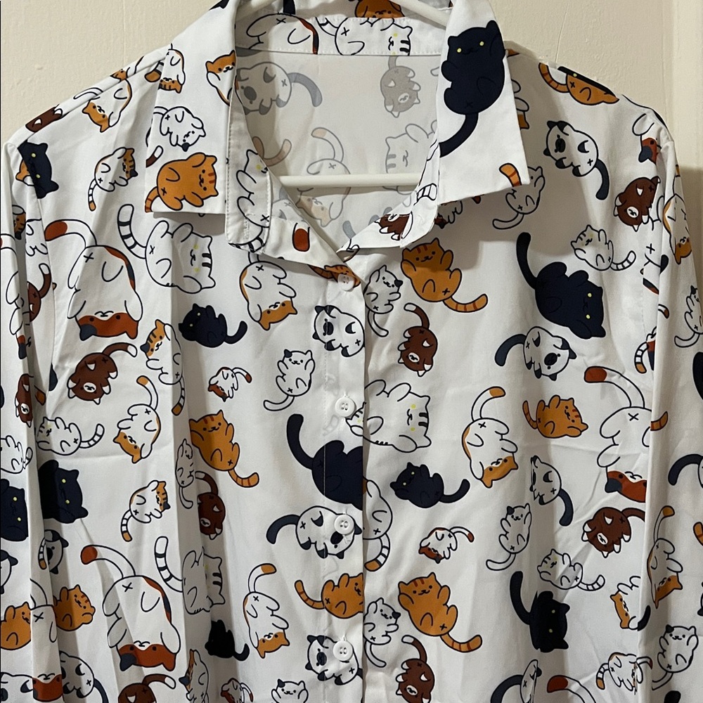 Men's Cat Print Shirt - Multicolor Neko Atsume - Picture 2 of 7